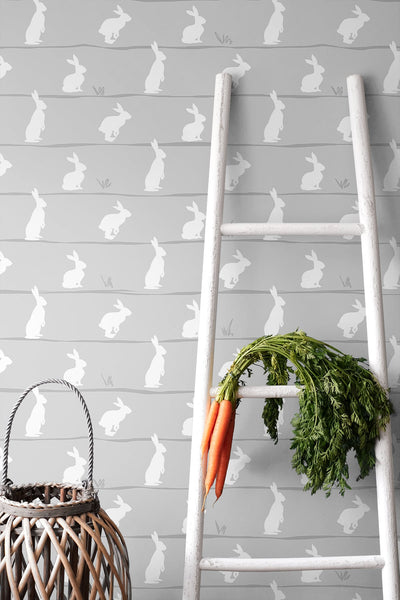 product image for Bunny Trail Daydream Grey Peel-and-Stick Wallpaper by NextWall 66