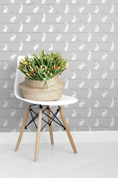 product image for Bunny Trail Daydream Grey Peel-and-Stick Wallpaper by NextWall 30