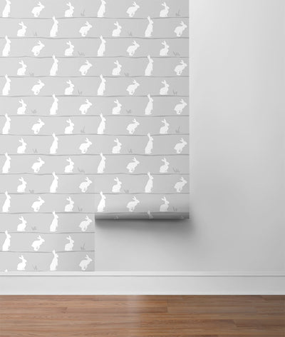 product image for Bunny Trail Daydream Grey Peel-and-Stick Wallpaper by NextWall 44