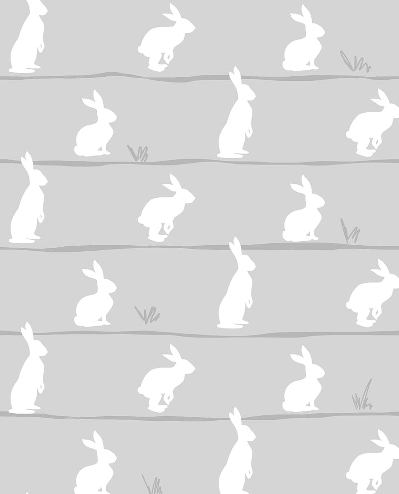 media image for Bunny Trail Daydream Grey Peel-and-Stick Wallpaper by NextWall 260