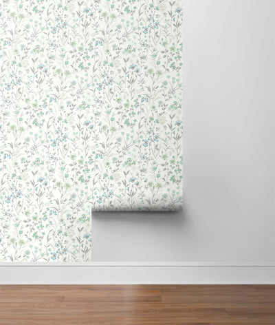 product image for Wildflowers Dew Drop & Spring Green Peel-and-Stick Wallpaper by NextWall 13