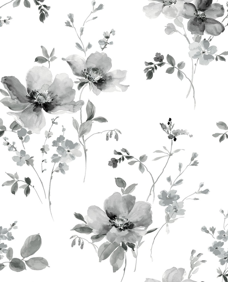 media image for Watercolor Windflower Inkwell & Heather Peel-and-Stick Wallpaper by NextWall 20