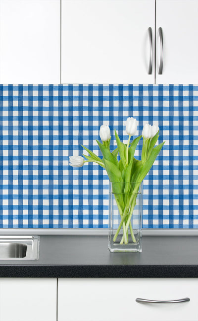 product image for Spring Plaid Cobalt Peel-and-Stick Wallpaper by NextWall 10