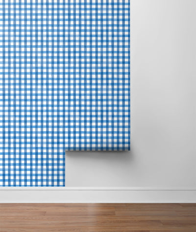 product image for Spring Plaid Cobalt Peel-and-Stick Wallpaper by NextWall 3