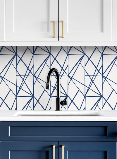 product image for Quartz Geo Navy Blue Peel-and-Stick Wallpaper by NextWall 15