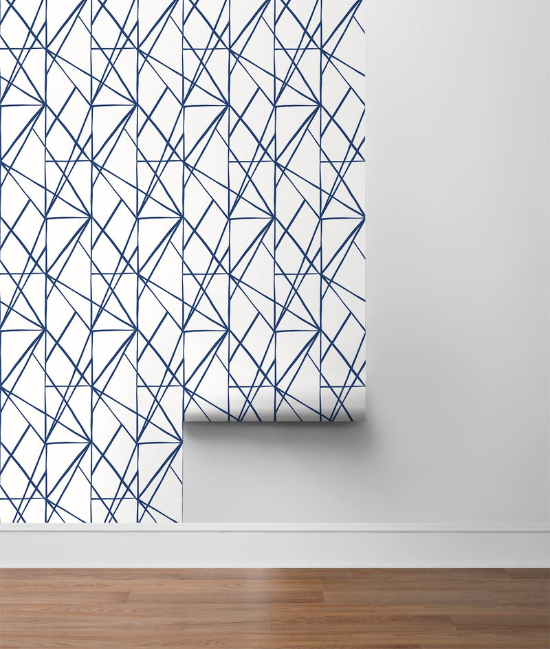 media image for Quartz Geo Navy Blue Peel-and-Stick Wallpaper by NextWall 254