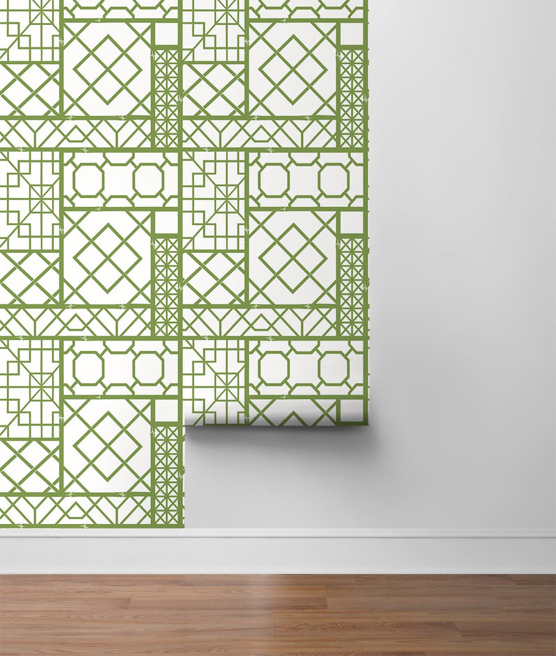 media image for Garden Trellis Spring Green Peel-and-Stick Wallpaper by NextWall 250