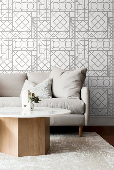 product image for Garden Trellis Harbor Grey Peel-and-Stick Wallpaper by NextWall 61