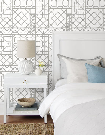 product image for Garden Trellis Harbor Grey Peel-and-Stick Wallpaper by NextWall 20