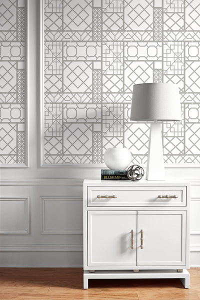 product image for Garden Trellis Harbor Grey Peel-and-Stick Wallpaper by NextWall 3