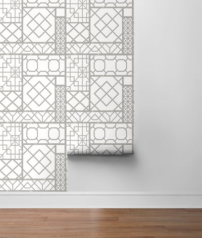 product image for Garden Trellis Harbor Grey Peel-and-Stick Wallpaper by NextWall 71