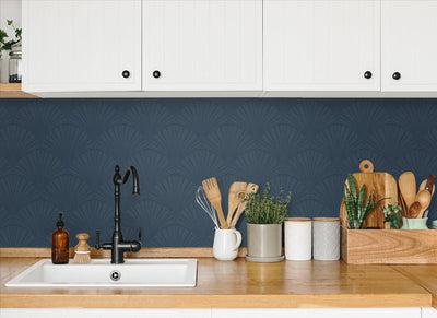 product image for Arches Denim Blue Peel-and-Stick Wallpaper by NextWall 1