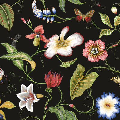 product image for Summer Garden Floral Jet Black Peel-and-Stick Wallpaper by NextWall 45