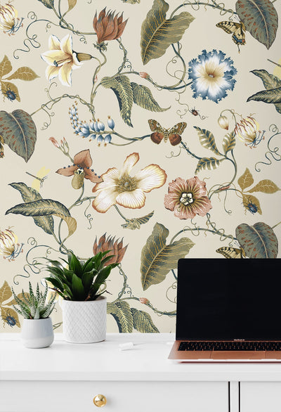 product image for Summer Garden Floral Alabaster Peel-and-Stick Wallpaper by NextWall 35