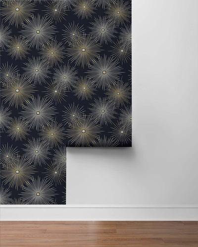 product image for Starburst Geo Midnight & Gold Peel-and-Stick Wallpaper by NextWall 17