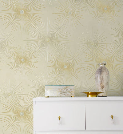 product image for Starburst Geo Ivory & Gold Peel-and-Stick Wallpaper by NextWall 63