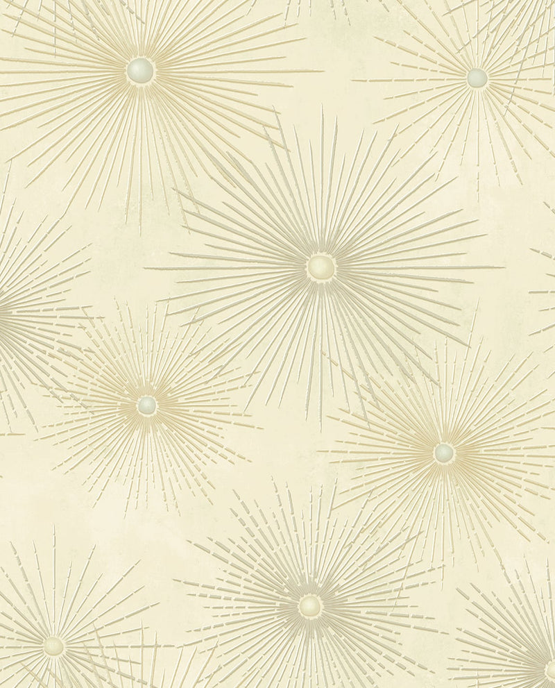 media image for Starburst Geo Ivory & Gold Peel-and-Stick Wallpaper by NextWall 258