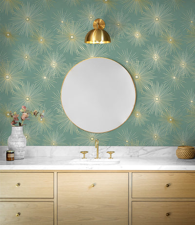 product image for Starburst Geo Teal & Gold Peel-and-Stick Wallpaper by NextWall 65