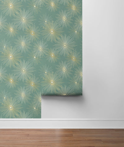 product image for Starburst Geo Teal & Gold Peel-and-Stick Wallpaper by NextWall 0