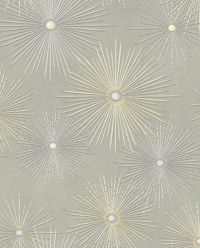 product image of Starburst Geo Silversmoke & Gold Peel-and-Stick Wallpaper by NextWall 587