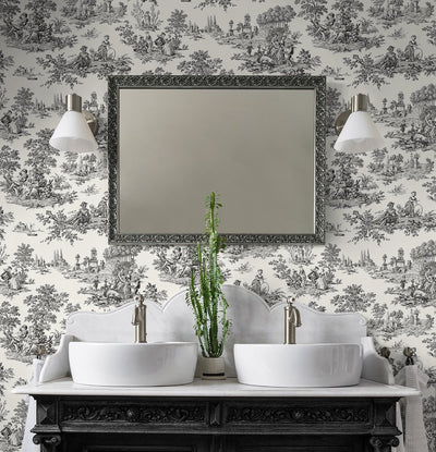 product image for Chateau Toile Inkwell Peel-and-Stick Wallpaper by NextWall 75