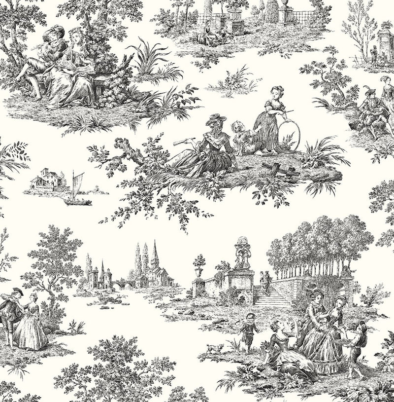 media image for Chateau Toile Inkwell Peel-and-Stick Wallpaper by NextWall 223