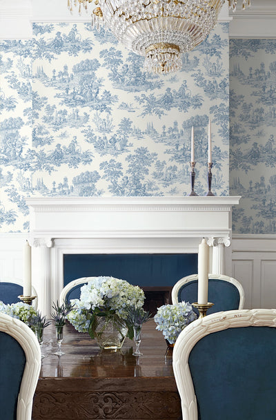 product image for Chateau Toile Blue Bell Peel-and-Stick Wallpaper by NextWall 16