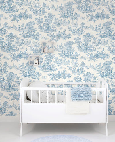 product image for Chateau Toile Blue Bell Peel-and-Stick Wallpaper by NextWall 60