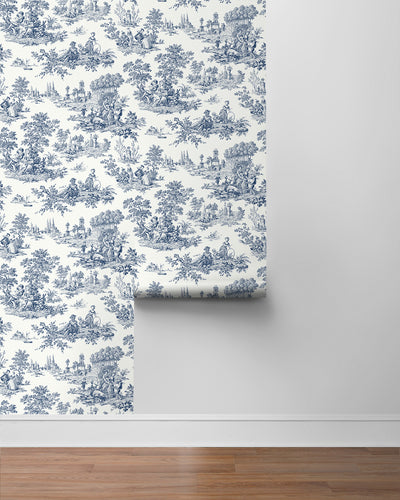 product image for Chateau Toile Peel-and-Stick Wallpaper in Navy Blue 60