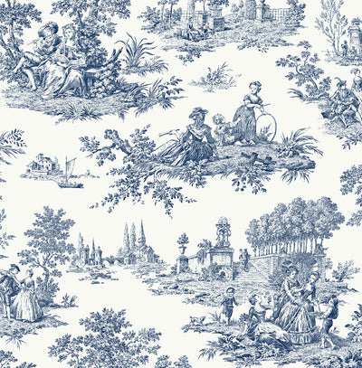 product image for Chateau Toile Peel-and-Stick Wallpaper in Navy Blue 57