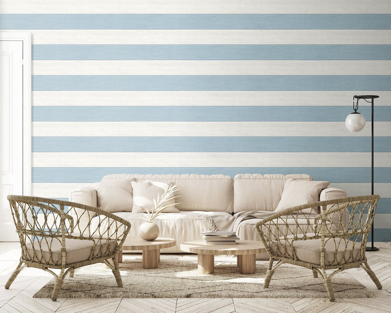 media image for Two Toned Shiplap Carolina Blue Peel-and-Stick Wallpaper by NextWall 273