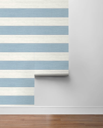 product image for Two Toned Shiplap Carolina Blue Peel-and-Stick Wallpaper by NextWall 32