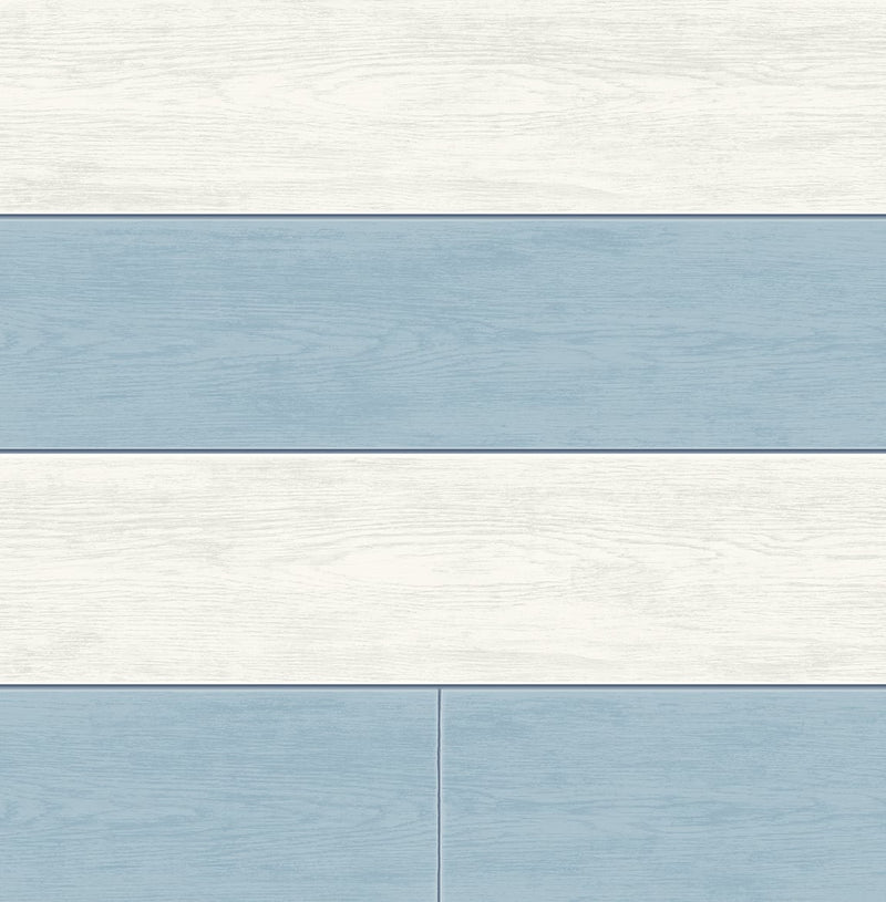 media image for Two Toned Shiplap Carolina Blue Peel-and-Stick Wallpaper by NextWall 267