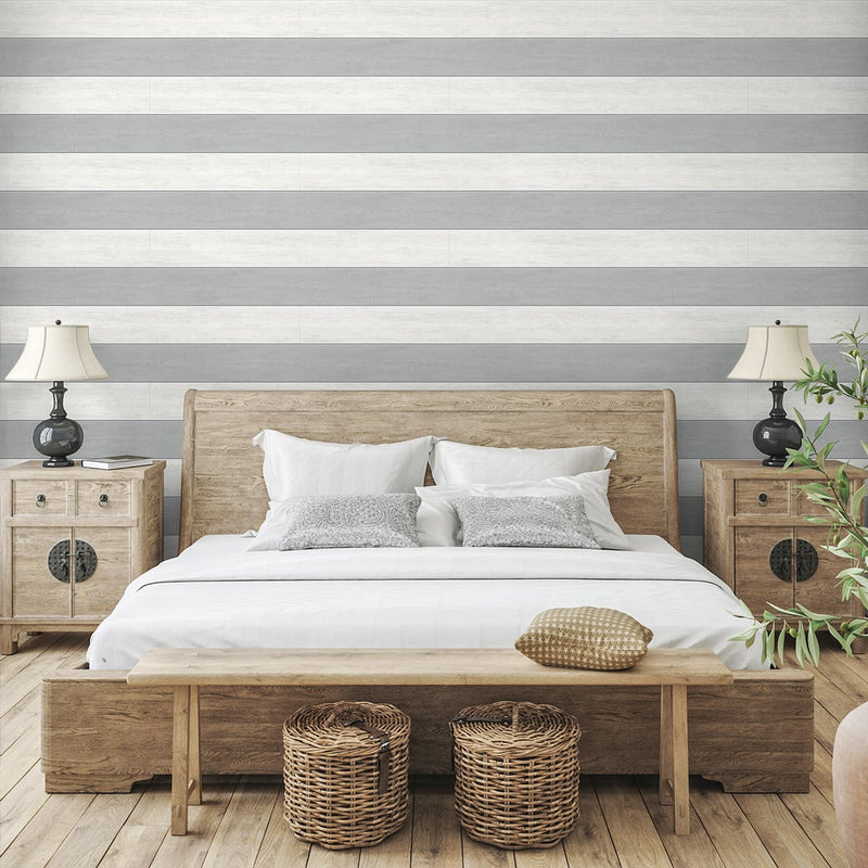 media image for Two Toned Shiplap Argos Grey Peel-and-Stick Wallpaper by NextWall 252