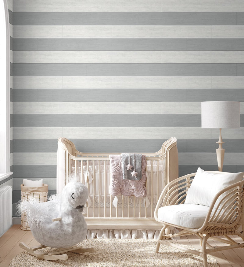 media image for Two Toned Shiplap Argos Grey Peel-and-Stick Wallpaper by NextWall 260