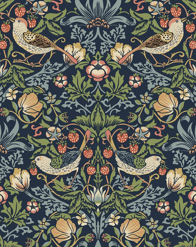 product image of Aves Garden Midnight Blue Peel-and-Stick Wallpaper by NextWall 573