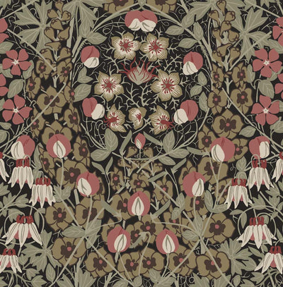 product image for Tulip Garden Ebony & Red Clay Peel-and-Stick Wallpaper by NextWall 60
