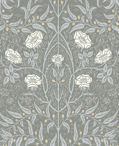 product image for Stenciled Floral Alloy Grey Peel-and-Stick Wallpaper by NextWall 18