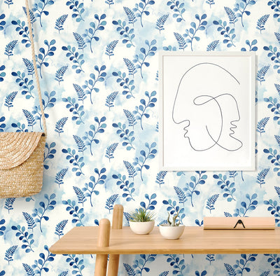 product image for Woodland Walk Marine Blue Peel-and-Stick Wallpaper by NextWall 47