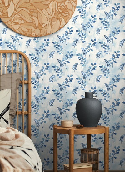 product image for Woodland Walk Marine Blue Peel-and-Stick Wallpaper by NextWall 20