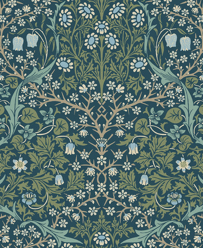 product image for Victorian Garden Prussian Blue & Moss Green Peel-and-Stick Wallpaper by NextWall 66