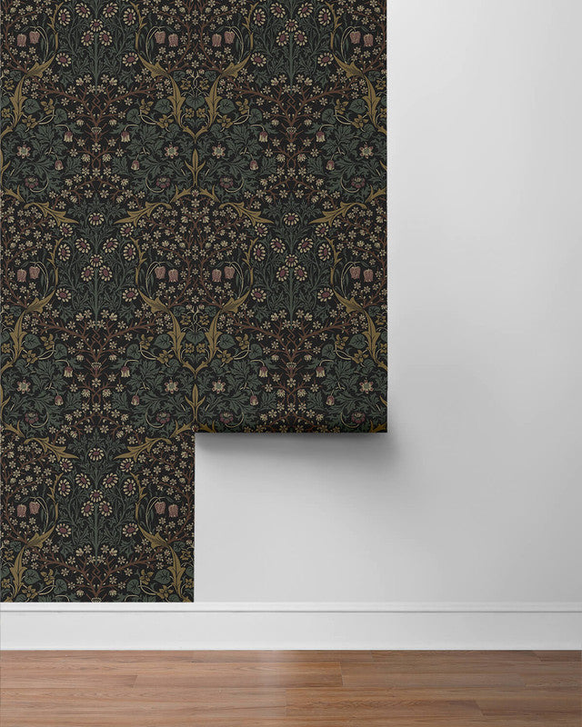 media image for Victorian Garden Peel & Stick Wallpaper in Blacksmith & Cliffside 218