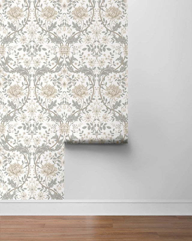 media image for Honeysuckle Trail Peel & Stick Wallpaper in Ivory & Grey 288