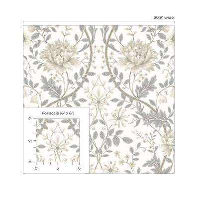 product image for Honeysuckle Trail Peel & Stick Wallpaper in Ivory & Grey 70