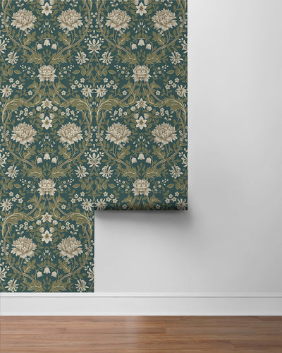 product image for Honeysuckle Trail Teal & Moss Green Peel-and-Stick Wallpaper by NextWall 45