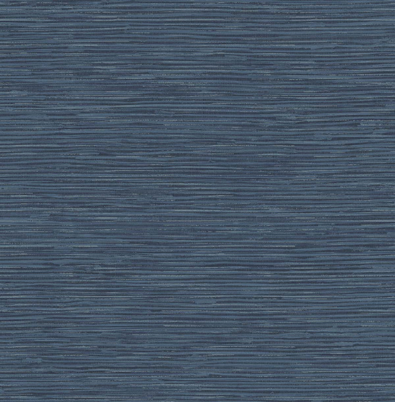 media image for Cyrus Faux Grasscloth Naval Blue & Silver Peel-and-Stick Wallpaper by NextWall 266