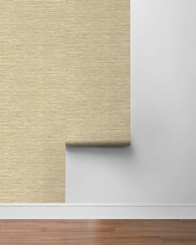 product image for Cyrus Faux Grasscloth Khaki & Silver Peel-and-Stick Wallpaper by NextWall 36