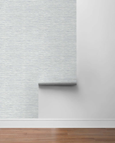 product image for Cyrus Faux Grasscloth Dove Grey & Bluestone Peel-and-Stick Wallpaper by NextWall 20