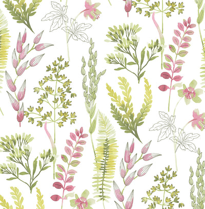 product image of Wild Garden Peel-and-Stick Wallpaper in Lemongrass & Posy Pink 531