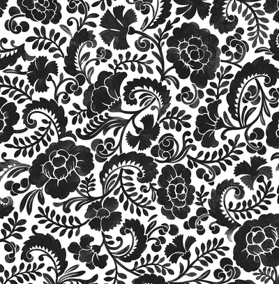 product image for Tonal Paisley Peel-and-Stick Wallpaper in Dark Ash 80